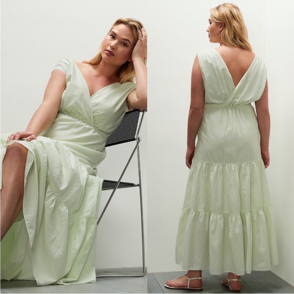 Banana Republic Organic Cotton-Tencel Maxi Dress in Honeydew Green - S